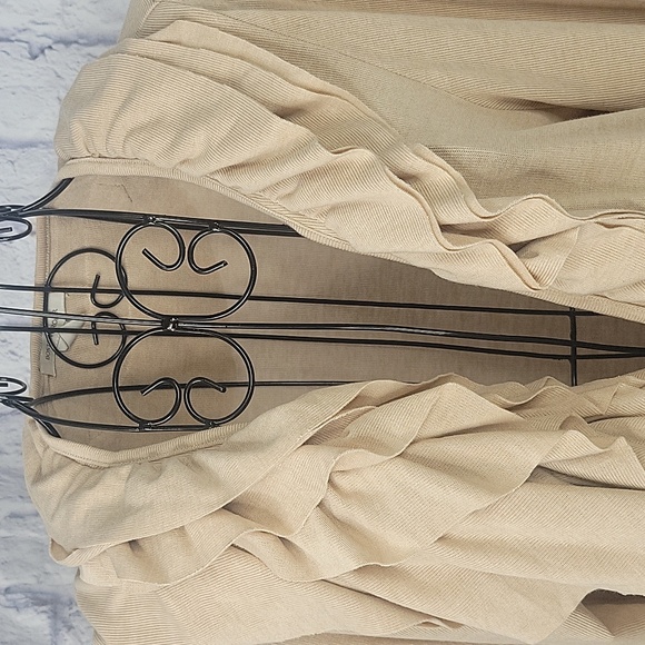 Boston Proper Cream Ruffle Cardigan Large - Picture 2 of 8